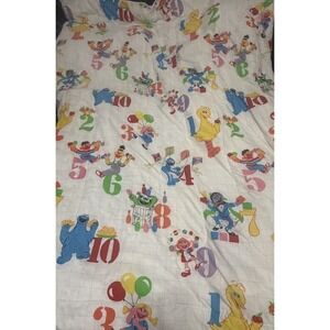 Vintage Sesame Street Twin Comforter Blanket Numbers Big Bird Cookie Monster